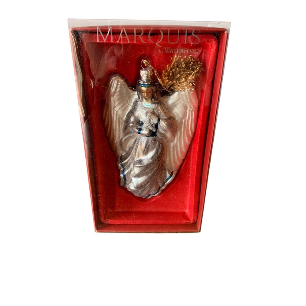 Marquis by Waterford Ornament Angel of Light Blown Glass Christmas White Blue